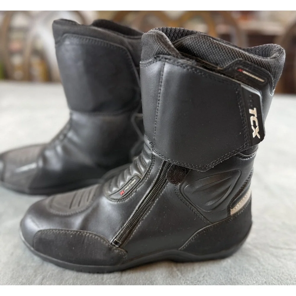 TCX X-Action Touring Motorcycle Boots Mens US 7 EU 40 Black CE EN13634 7142W